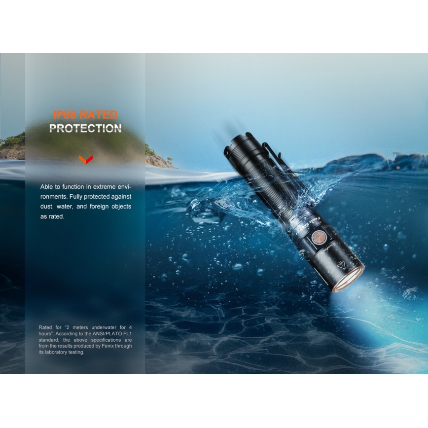 Fenix E28RV20 - Dimmbare, aufladbare LED-Taschenlampe LED/USB/2xCR123A IP68 1700 glänzend 260 h 3400 mAh