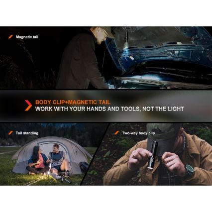 Fenix E28RV20 - Dimmbare, aufladbare LED-Taschenlampe LED/USB/2xCR123A IP68 1700 glänzend 260 h 3400 mAh