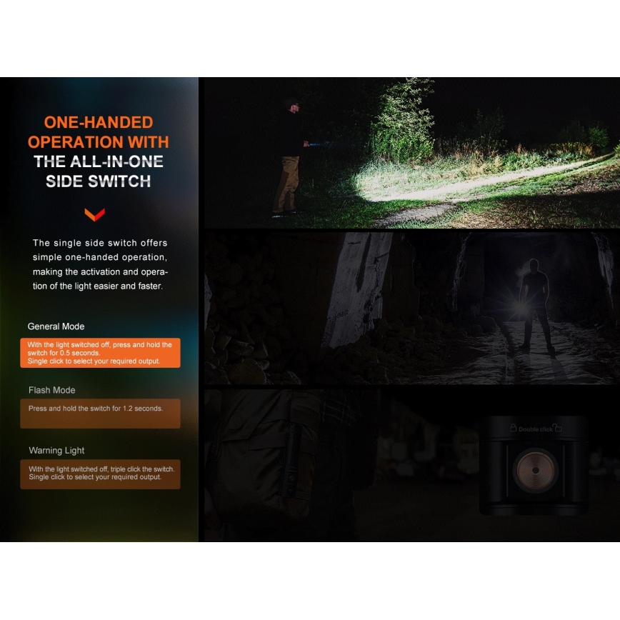 Fenix E28RV20 - Dimmbare, aufladbare LED-Taschenlampe LED/USB/2xCR123A IP68 1700 glänzend 260 h 3400 mAh
