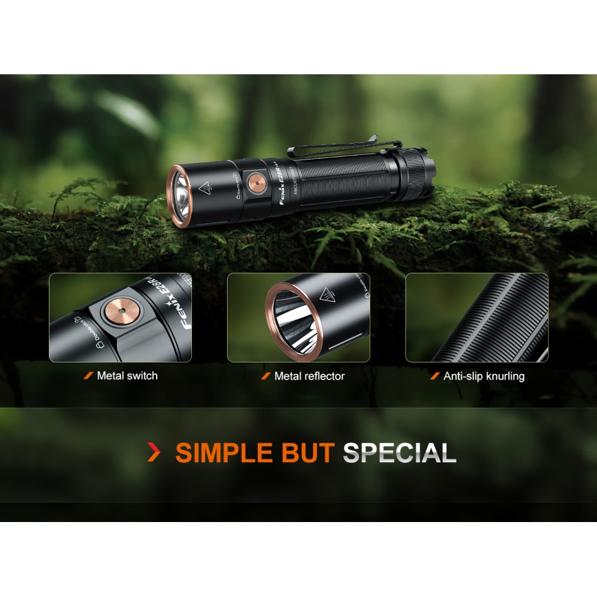 Fenix E28RV20 - Dimmbare, aufladbare LED-Taschenlampe LED/USB/2xCR123A IP68 1700 glänzend 260 h 3400 mAh