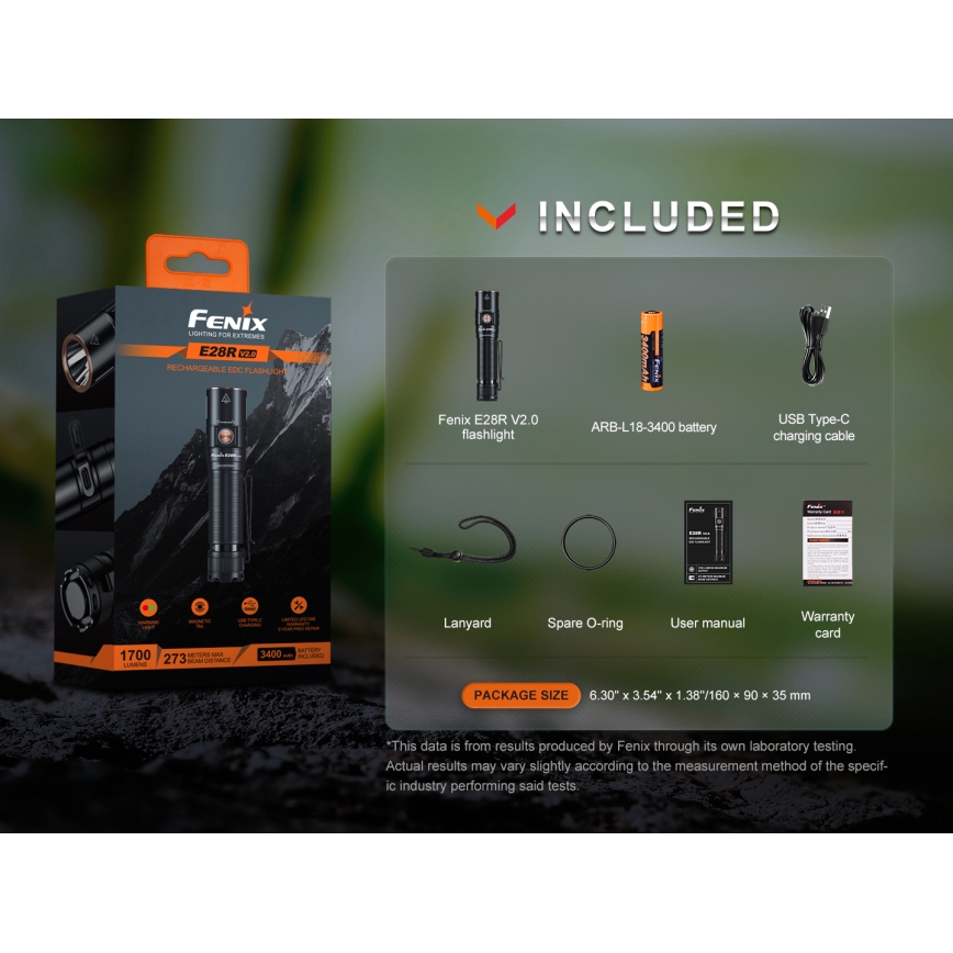Fenix E28RV20 - Dimmbare, aufladbare LED-Taschenlampe LED/USB IP68 1700 lm 260 h