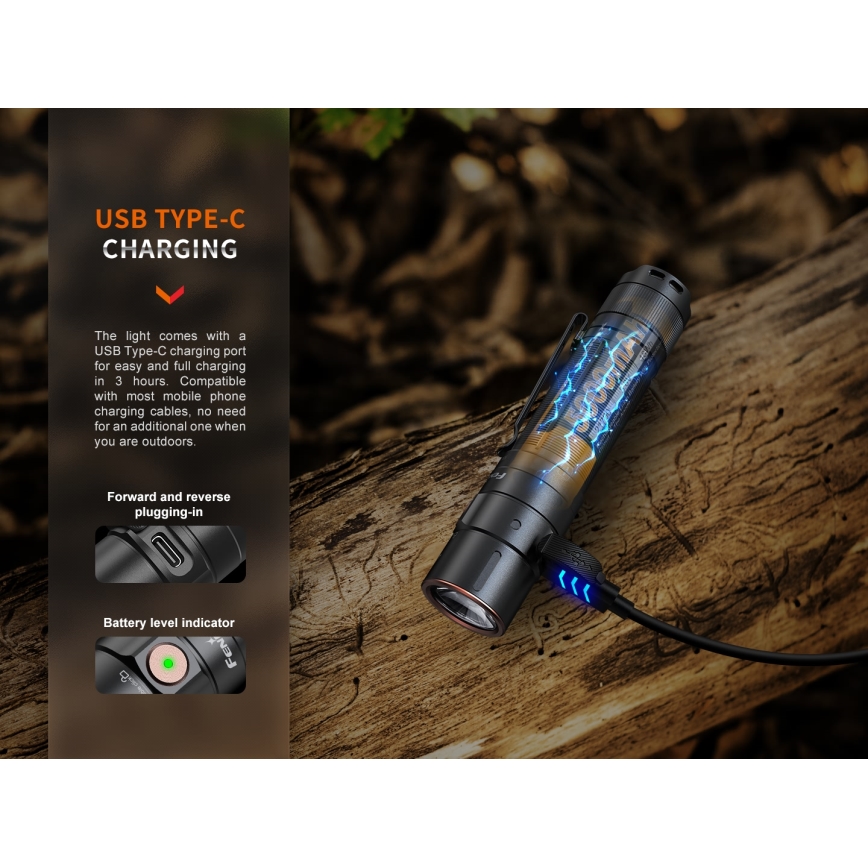 Fenix E35RSETAODS - Dimmbare, aufladbare LED-Taschenlampe LED/USB IP68 3100 lm 69 h + Diffusor 26,5mm