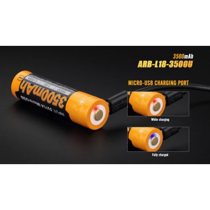 Fenix FE18650LI35USB - 1 Stück Wiederaufladbarer USB-Akku, 3,6 V, 3500 mAh
