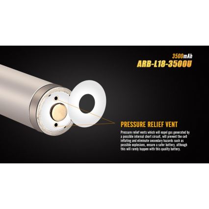 Fenix FE18650LI35USB - 1 Stück Wiederaufladbarer USB-Akku, 3,6 V, 3500 mAh