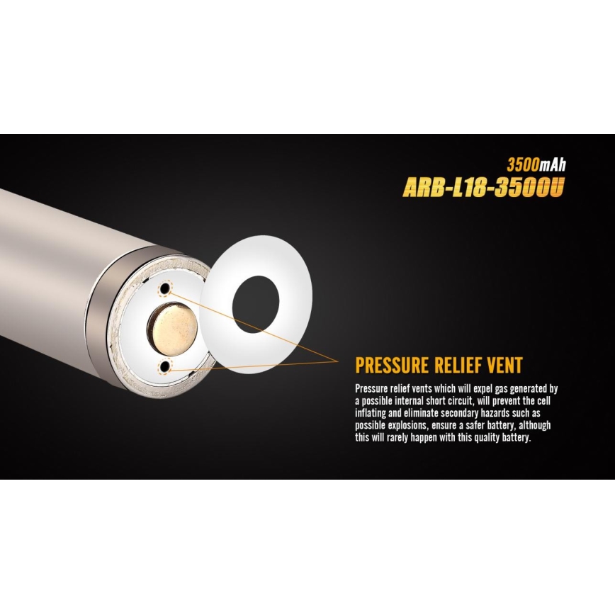 Fenix FE18650LI35USB - 1 Stück Wiederaufladbarer USB-Akku, 3,6 V, 3500 mAh