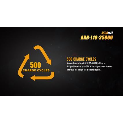 Fenix FE18650LI35USB - 1 Stück Wiederaufladbarer USB-Akku, 3,6 V, 3500 mAh