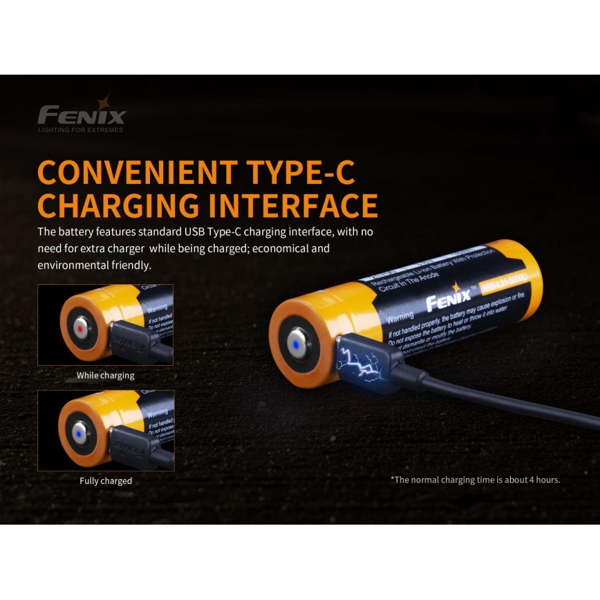 Fenix FE21700USB - 1 Stk. wiederaufladbarer Akku USB/3,6V 5000 mAh