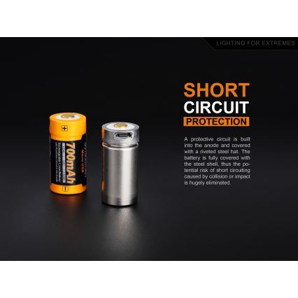 Fenix FERCR123ALIIONUP – 1 Stück, über USB wiederaufladbare Batterie, 3,6 V, 700 mAh