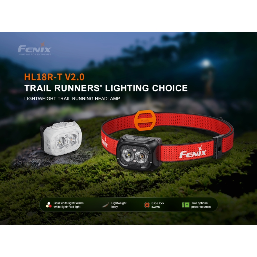 Fenix HL18RTV20BLC - Dimmbare, aufladbare LED-Stirnlampe LED/USB IP66 800 lm 160 h schwarz/orange