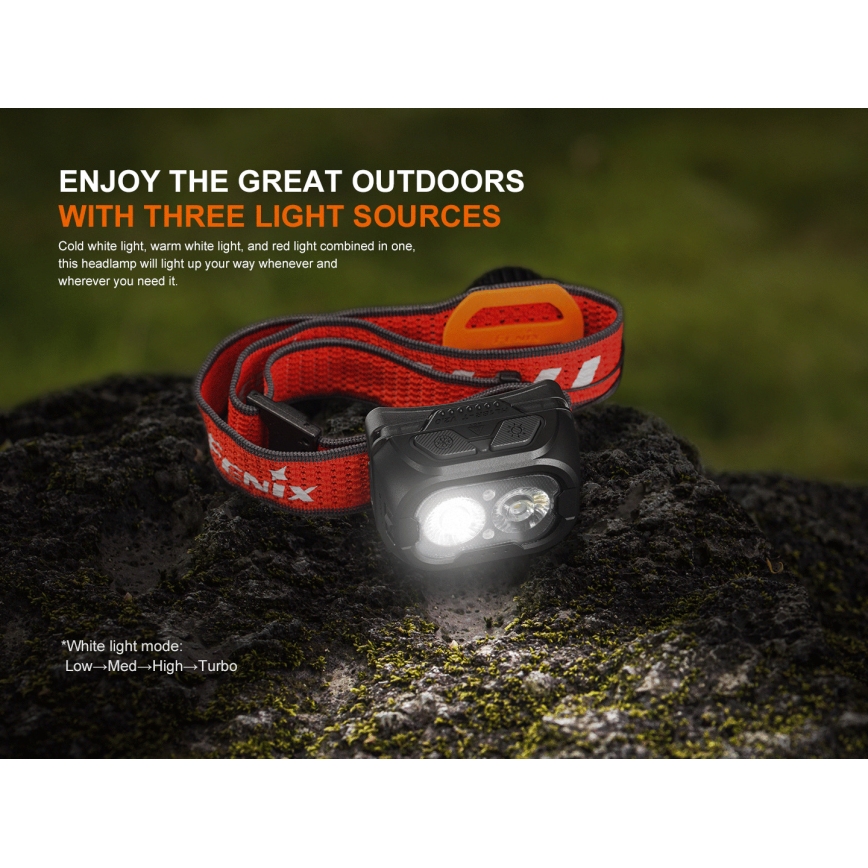 Fenix HL18RTV20BLC - Dimmbare, aufladbare LED-Stirnlampe LED/USB IP66 800 lm 160 h schwarz/orange