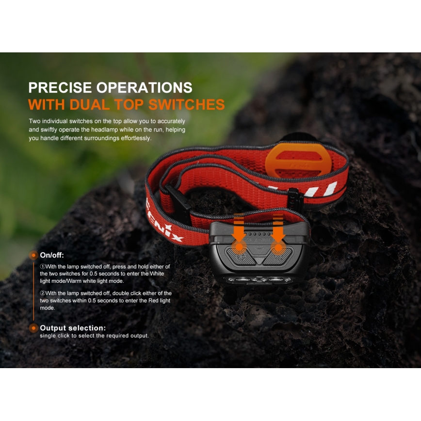 Fenix HL18RTV20BLC - Dimmbare, aufladbare LED-Stirnlampe LED/USB IP66 800 lm 160 h schwarz/orange