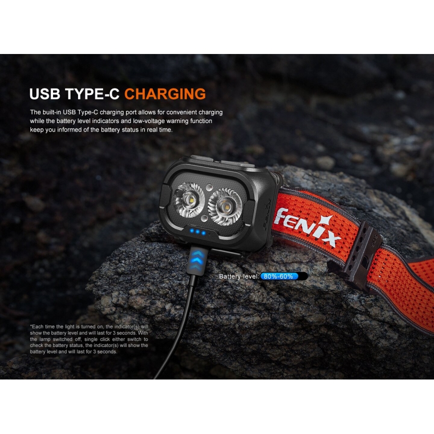 Fenix HL18RTV20WHT - Dimmbare, aufladbare LED-Stirnlampe LED/USB IP66 800 glänzend 160 h weiß/schwarz