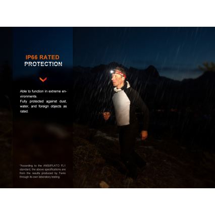 Fenix HL32RTRED - Aufladbare LED-Stirnlampe LED/USB/3xAAA IP66 800 lm 300 h rot/orange