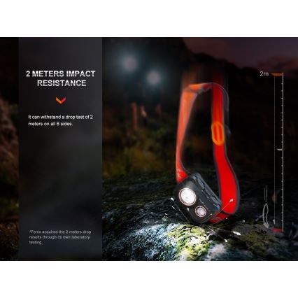 Fenix HL32RTRED - Aufladbare LED-Stirnlampe LED/USB/3xAAA IP66 800 lm 300 h rot/orange