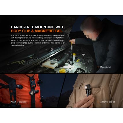 Fenix HM23V20 - Dimmbare LED-Stirnlampe LED/1xAA IP68 300 lm 100 h