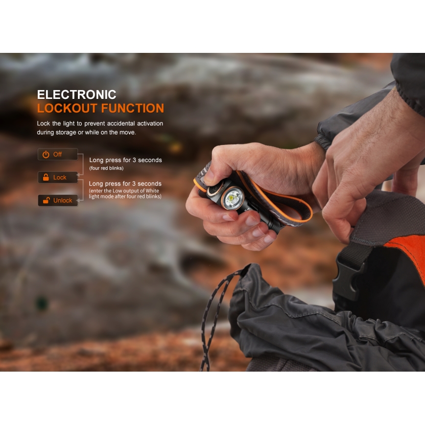 Fenix HM23V20 - Dimmbare LED-Stirnlampe LED/1xAA IP68 300 lm 100 h