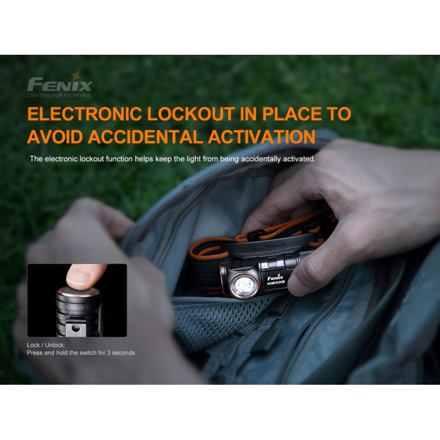 Fenix HM50RV20 - Aufladbare LED-Stirnlampe 3xLED/USB/1xCR123A IP68 700 glänzend 120 h 700 mAh