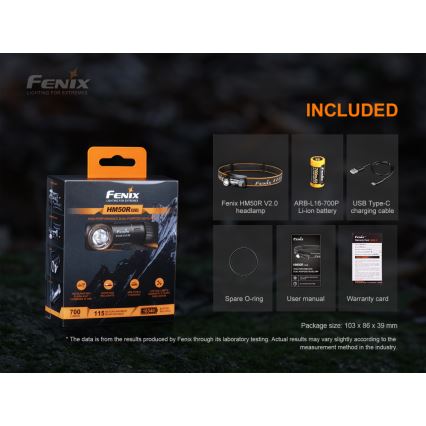 Fenix HM50RV20 - LED wiederaufladbare Stirnlampe 3xLED/1xCR123A IP68