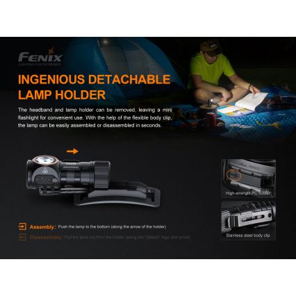 Fenix HM51RV20 - Aufladbare LED-Stirnlampe 3xLED/1xCR123A/USB IP68 700 glänzend 120 h 700 m