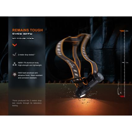 Fenix HM61RV20 - Aufladbare LED-Stirnlampe LED/USB/2xCR123A IP68 1600 lm 300 h 3400 mAh