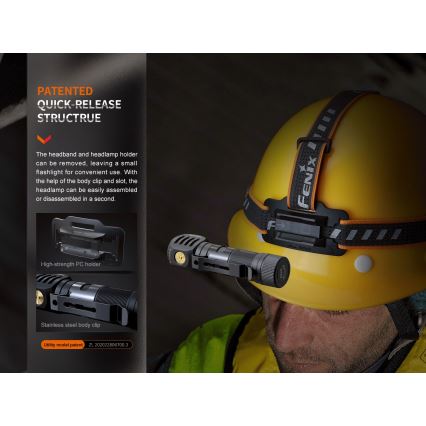 Fenix HM61RV20 - Aufladbare LED-Stirnlampe LED/USB/2xCR123A IP68 1600 lm 300 h 3400 mAh