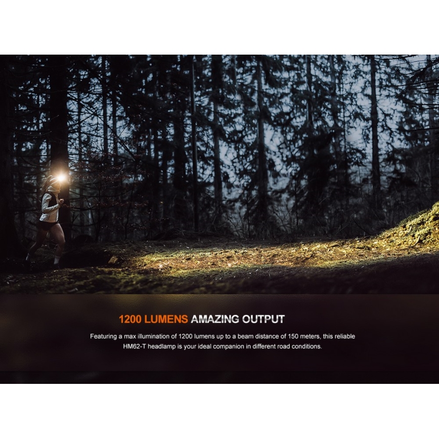 Fenix HM62TMGM - Dimmbare, wiederaufladbare LED-Stirnlampe LED/USB IP68 1200 lm 280 h