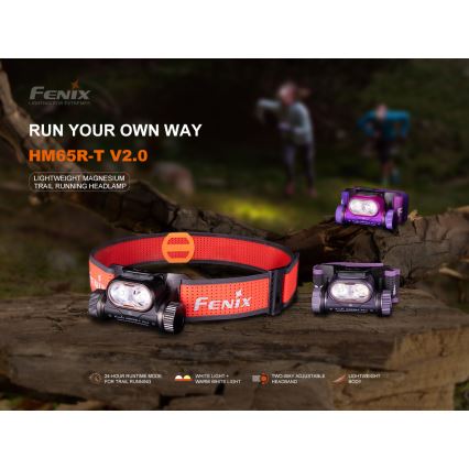Fenix HM65RTV20BLC - Dimmbare, aufladbare LED-Stirnlampe LED/USB IP68 3400 mAh schwarz/orange
