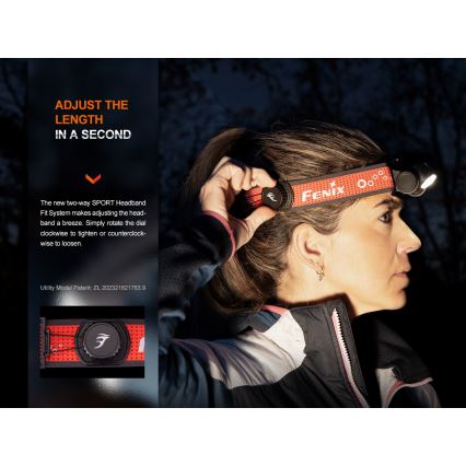 Fenix HM65RTV20BLC - Dimmbare, aufladbare LED-Stirnlampe LED/USB IP68 3400 mAh schwarz/orange