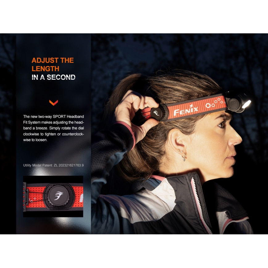 Fenix HM65RTV20BLC - Dimmbare, aufladbare LED-Stirnlampe LED/USB IP68 3400 mAh schwarz/orange