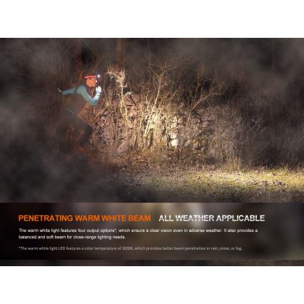 Fenix HM65RTV20BLC - Dimmbare, aufladbare LED-Stirnlampe LED/USB IP68 3400 mAh schwarz/orange