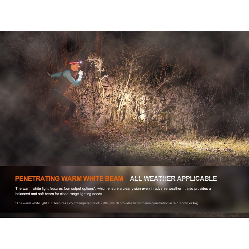 Fenix HM65RTV20BLC - Dimmbare, aufladbare LED-Stirnlampe LED/USB IP68 3400 mAh schwarz/orange