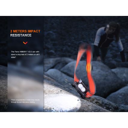 Fenix HM65RTV20BLC - Dimmbare, aufladbare LED-Stirnlampe LED/USB IP68 3400 mAh schwarz/orange