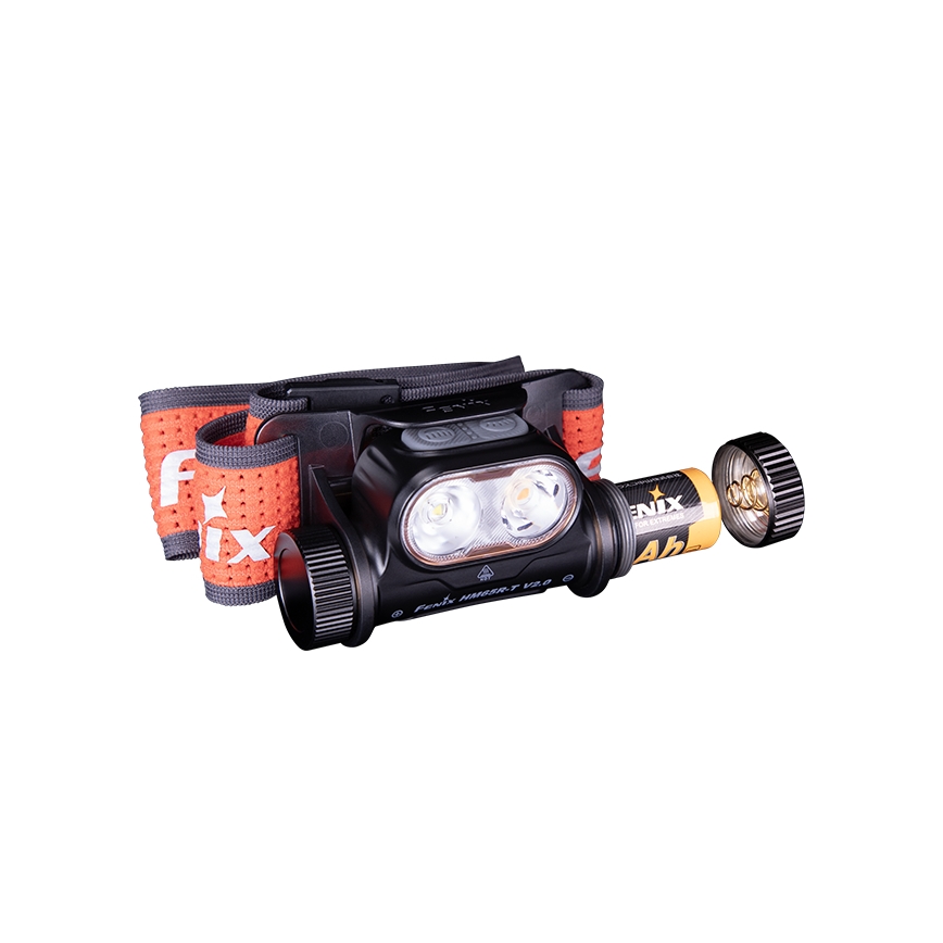 Fenix HM65RTV20BLC - Dimmbare, aufladbare LED-Stirnlampe LED/USB IP68 3400 mAh schwarz/orange