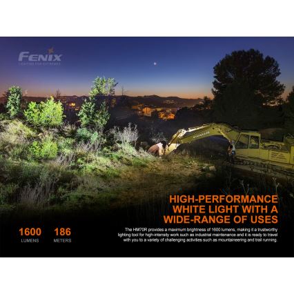 Fenix HM70R - LED Wiederaufladbare Stirnlampe 4xLED/1x21700 IP68