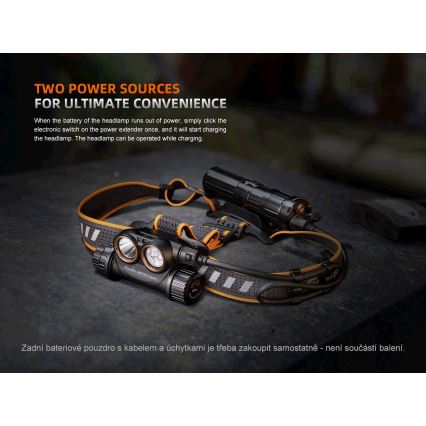 Fenix HM75RTOPAZ - Dimmbare, aufladbare LED-Stirnlampe LED/USB IP68 1600 glänzend 210 h 4000 mAh