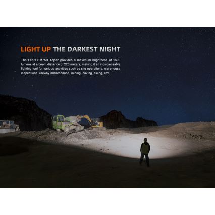 Fenix HM75RTOPAZ - Dimmbare, wiederaufladbare LED-Stirnlampe LED/USB IP68 1600 lm 210 h