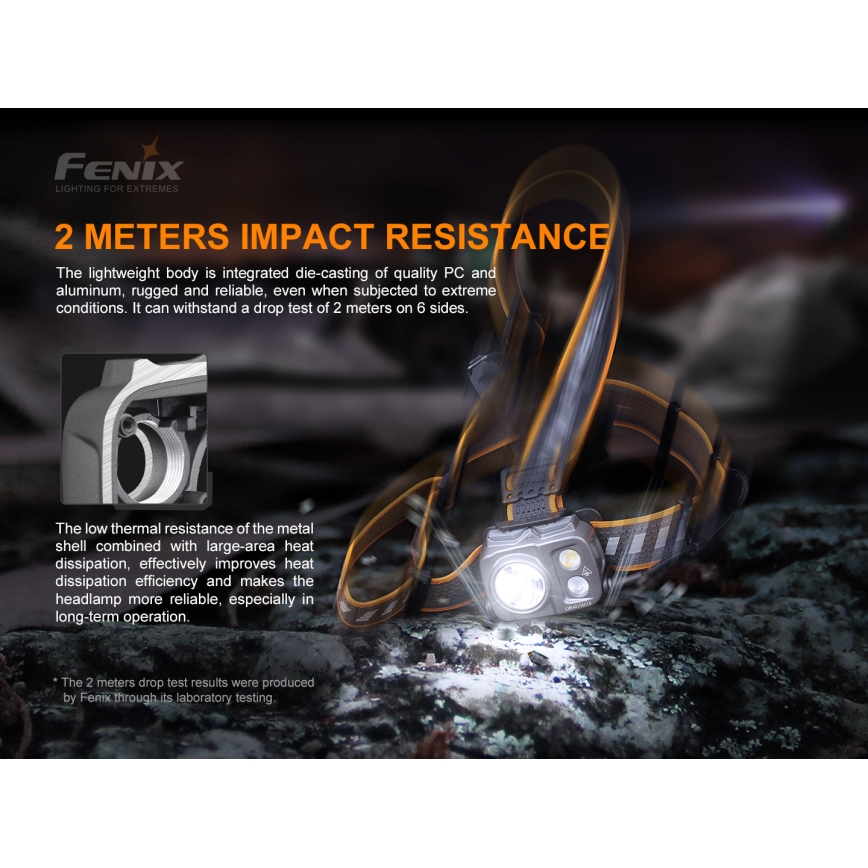 Fenix HP16R1250 - Aufladbare LED-Stirnlampe 3xLED/USB 4xAA IP66 1250 lm 600 h 3000 mAh