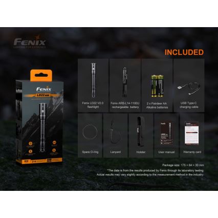 Fenix LD22V20 - Wiederaufladbare LED-Taschenlampe LED/USB IP66 800 lm 220 Std.