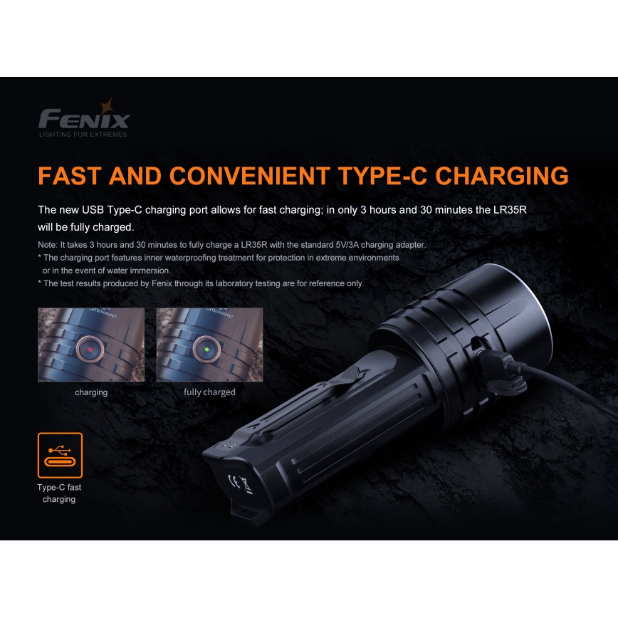 Fenix LR35R - LED Wiederaufladbare Taschenlampe 6xLED/2x21700 IP68