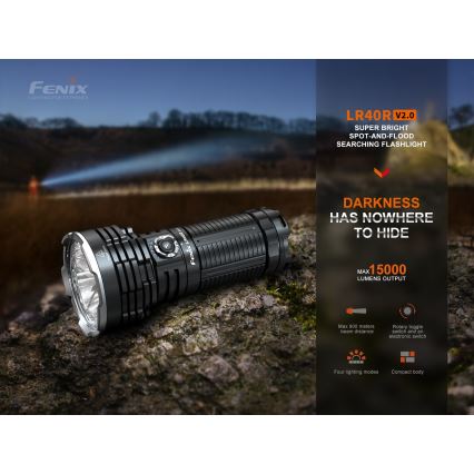 Fenix LR40RV20 - Wiederaufladbare LED-Taschenlampe LED/USB IP68 15000 lm 177 h