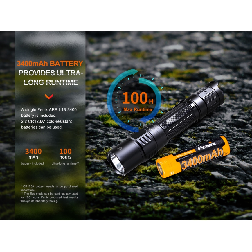 Fenix PD35R - Aufladbare LED-Taschenlampe LED/USB/2xCR123A IP68 1700 lm 100 h 3400 mAh
