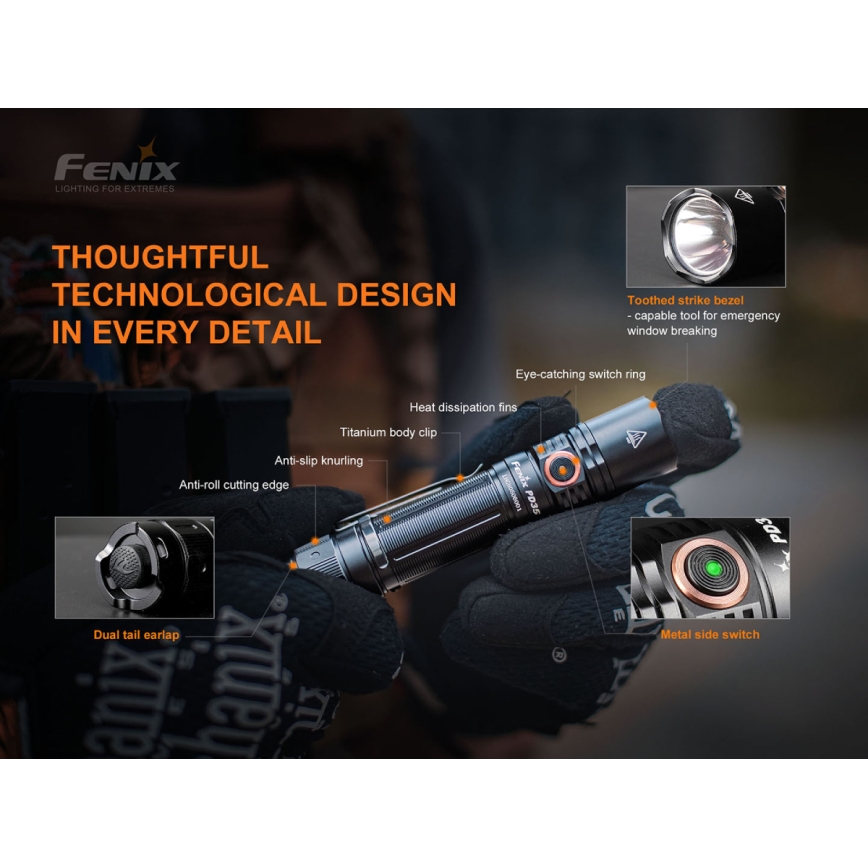 Fenix PD35V30 - Aufladbare LED-Taschenlampe LED/USB/2xCR123A IP68 1700 glänzend 230 h 2600 mAh