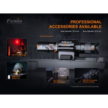 Fenix PD35V30 - LED Wiederaufladbare Taschenlampe LED/USB/2xCR123A IP68 1700 lm 230 h 2600 mAh