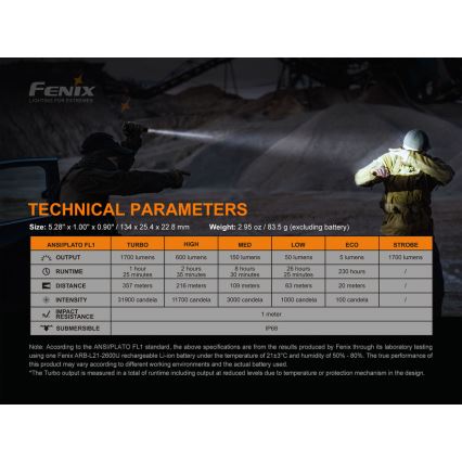 Fenix PD35V30 - LED Wiederaufladbare Taschenlampe LED/2xCR123A IP68