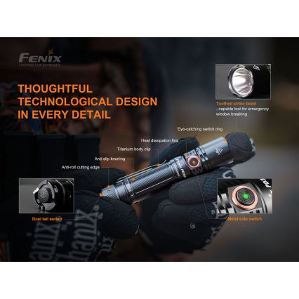 Fenix PD35V30 - LED Wiederaufladbare Taschenlampe LED/2xCR123A IP68