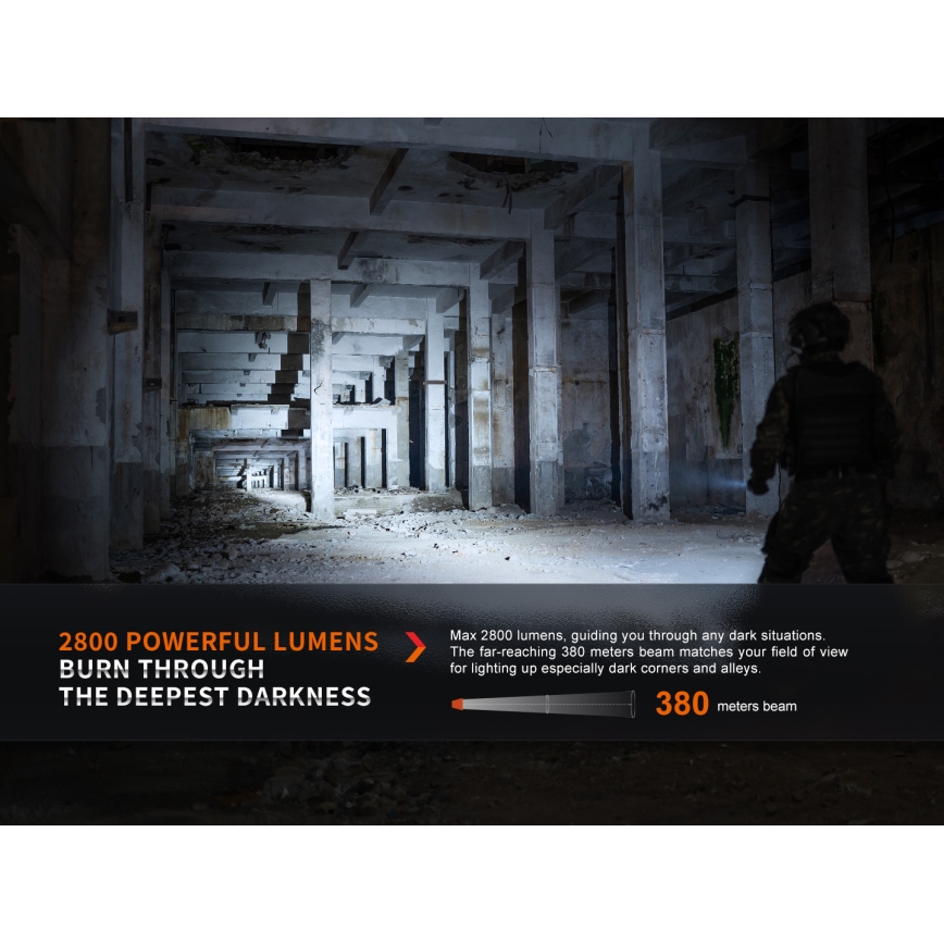 Fenix PD36RPRO - LED Aufladbare taktische Taschenlampe LED/USB IP68 2800 lm 42 h 5000 mAh