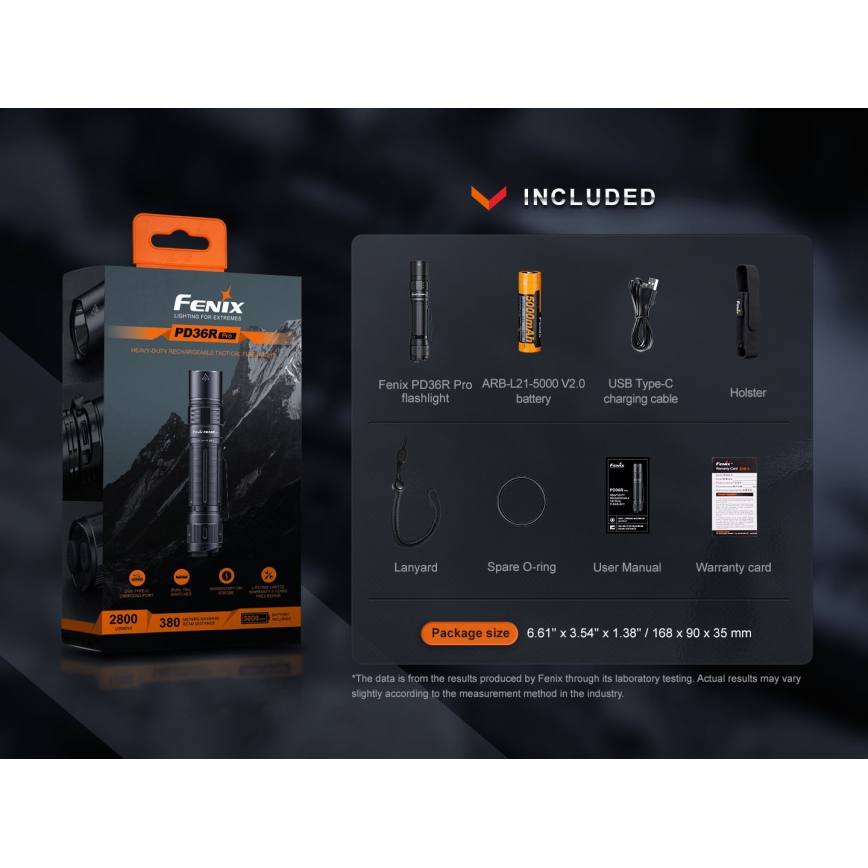 Fenix PD36RPRO - LED Aufladbare taktische Taschenlampe LED/USB IP68 2800 lm 42 h 5000 mAh