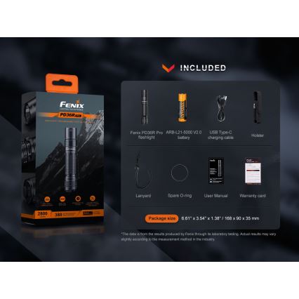 Fenix PD36RPRO - Taktische wiederaufladbare LED-Taschenlampe LED/USB IP68 2800 lm 42 h