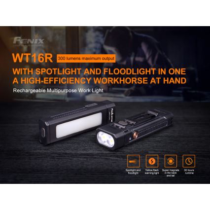 Fenix WT16R - LED Wiederaufladbare Taschenlampe 2xLED/USB IP66