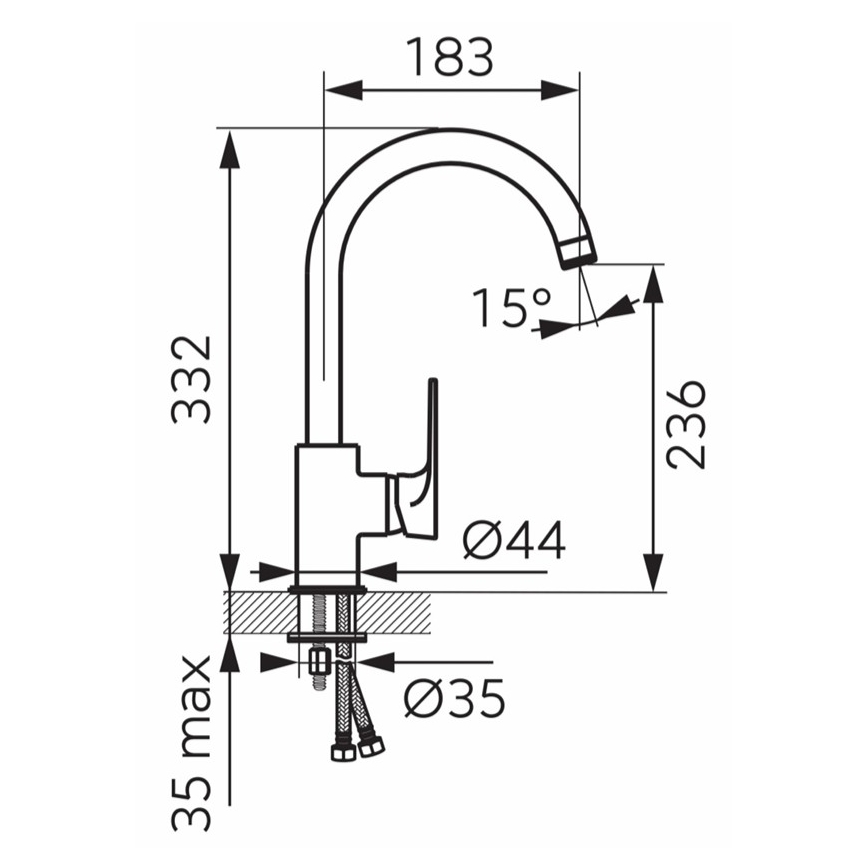 FERRO - Spültischarmatur ALGEO SQUARE, Hochglanz-Chrom